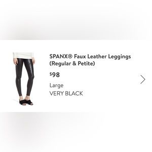 Brand new spans faux leather leggings, size large